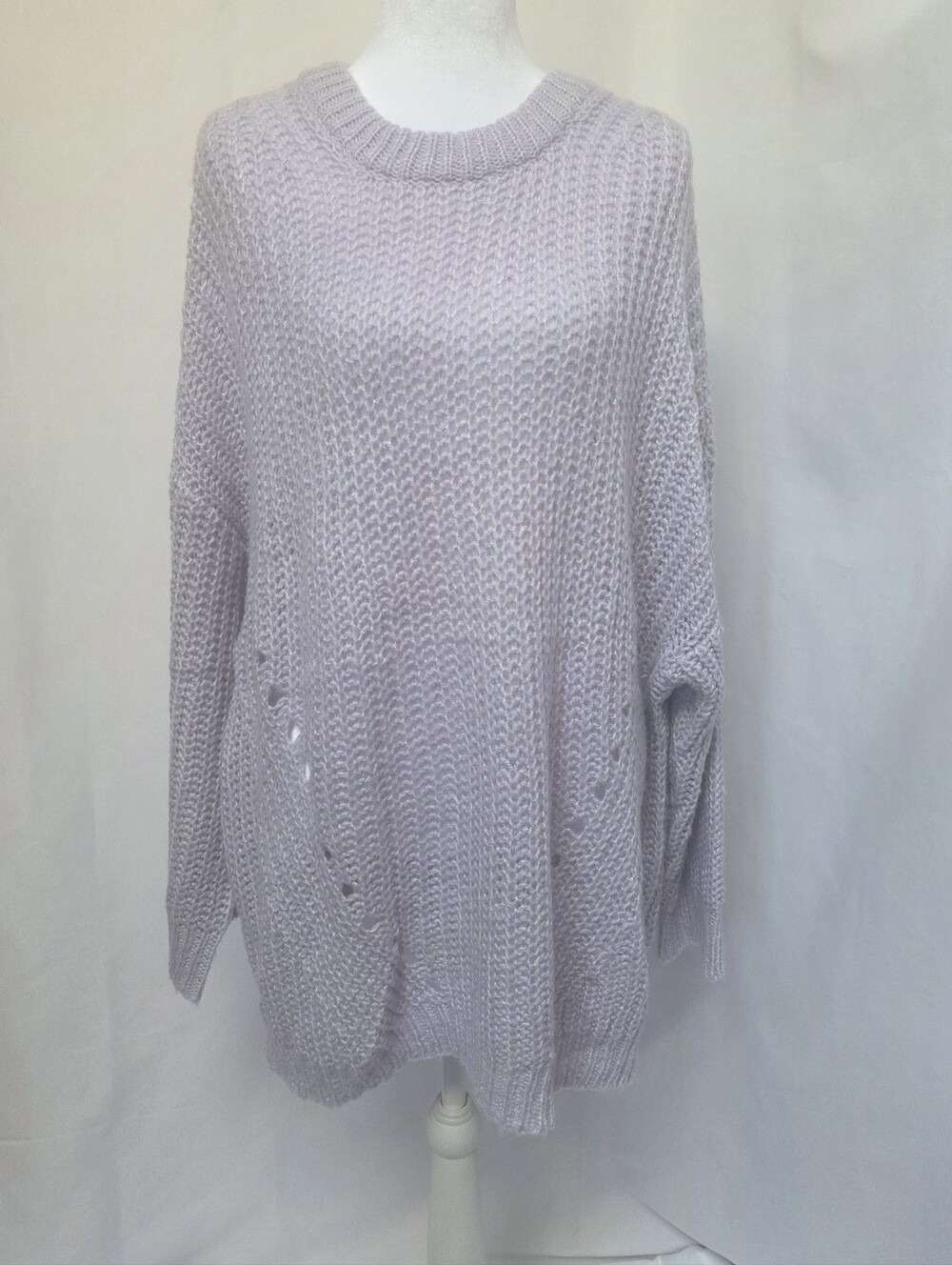 American Eagle Women's XL Lavender Chunky Knit Open Knit Sweater